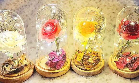 Silk Rose real preserved rose petals with Led Light String batteries Included - Picture 12 of 16